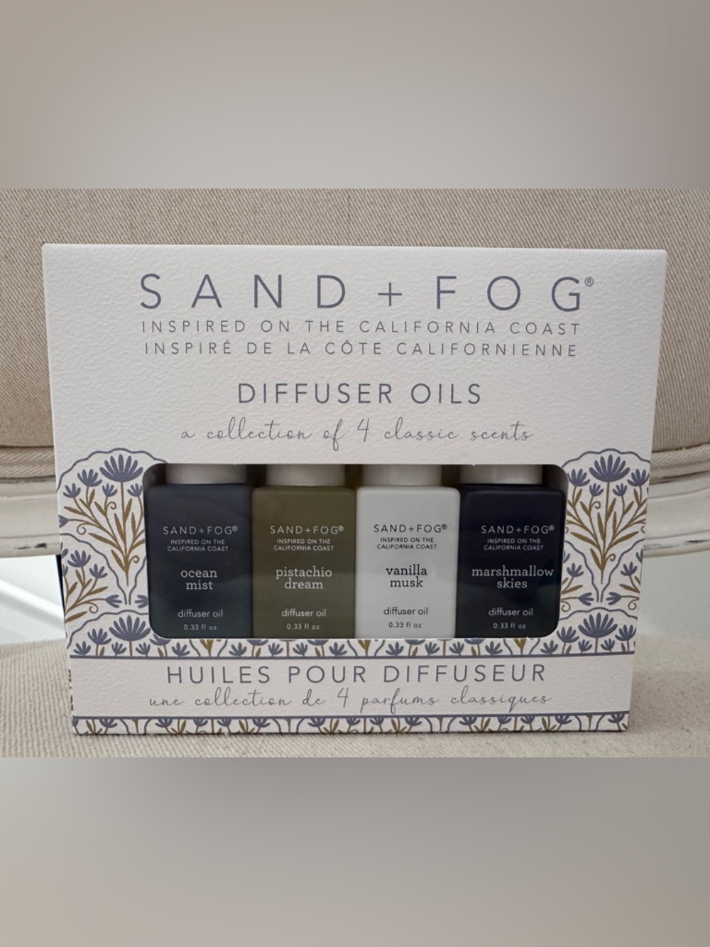 Sand + Fog Diffuser Oils Ocean Mist, Vanilla Musk, Pistachio Dream, Marshmallow